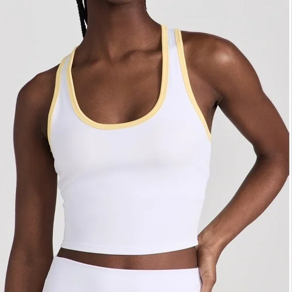 Beach Riot Yara Piped White & Yellow Top - Picture 1 of 7
